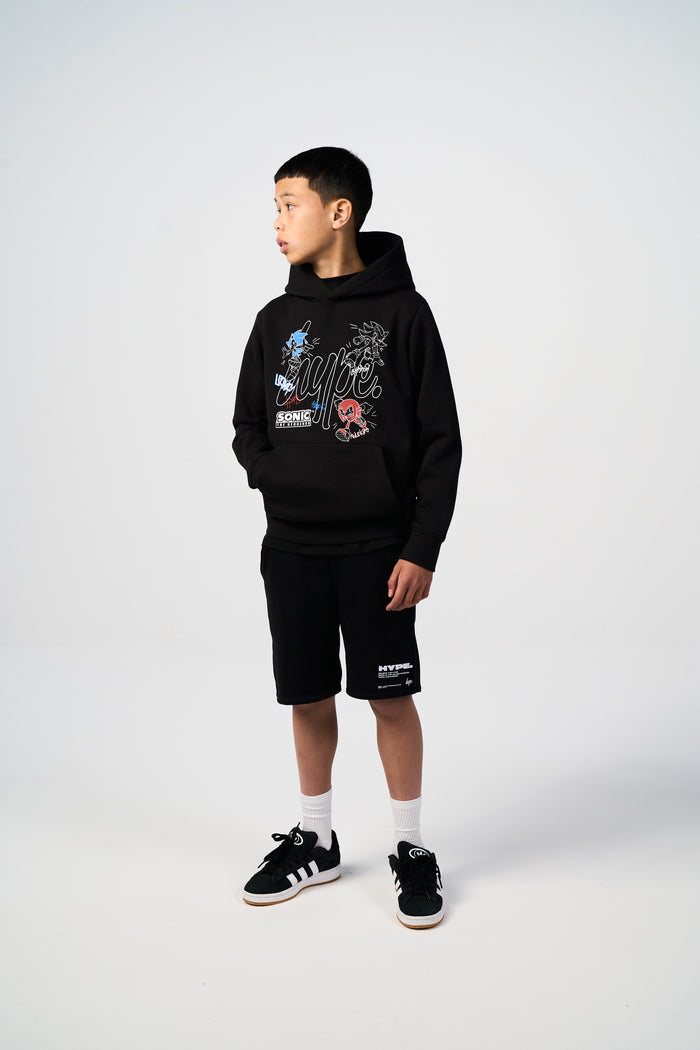 Hype x Sonic The Hedgehog™ Boys Black Sonic Stamp Hoodie