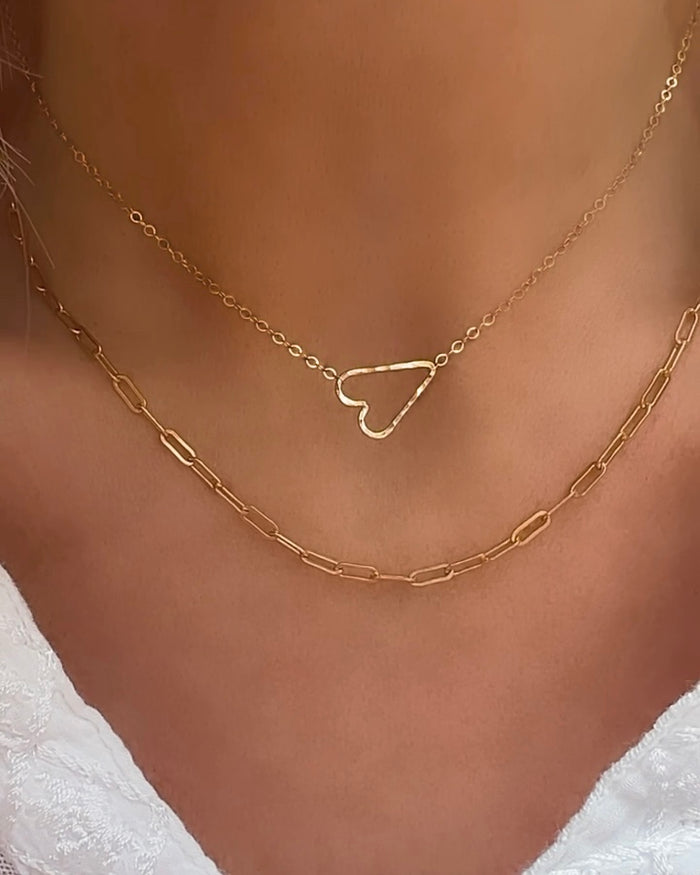 Itty Heart gold necklace product lifestyle photo