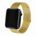 Smartwatch with a gold mesh band on a white background
