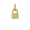 Gold lock charm pendant product shot on white background