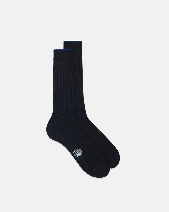 Made-in-Italy Charcoal Mid-Calf Cotton Socks