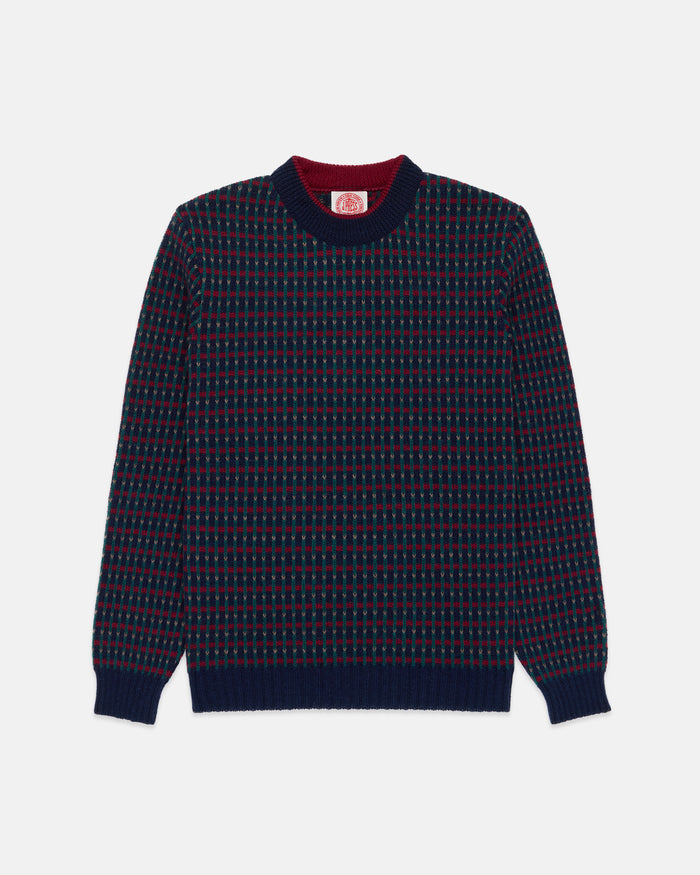 Made-in-Norway Navy & Red Classic Fisherman Sweater