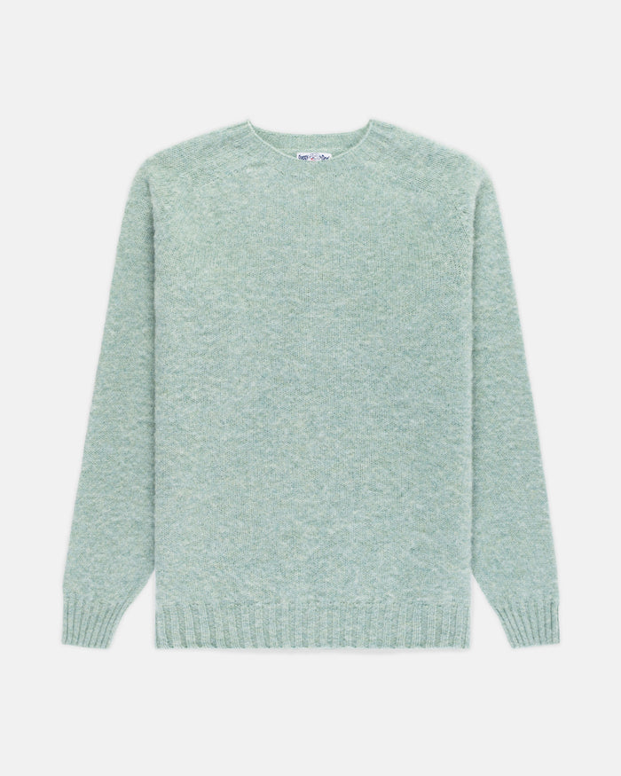 Made-in-Scotland Pale Blue Shaggy Dog Sweater  - Trim Fit