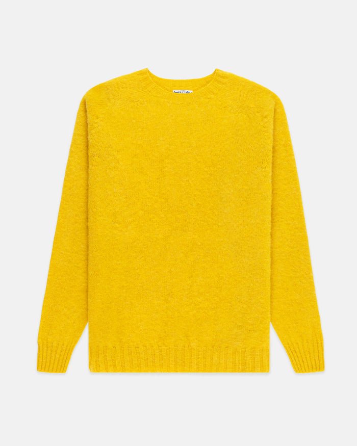 Made-in-Scotland Yellow Shaggy Dog Sweater  - Trim Fit