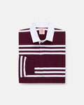 Made-in-USA Burgundy & White Triple Stripe Cotton Rugby