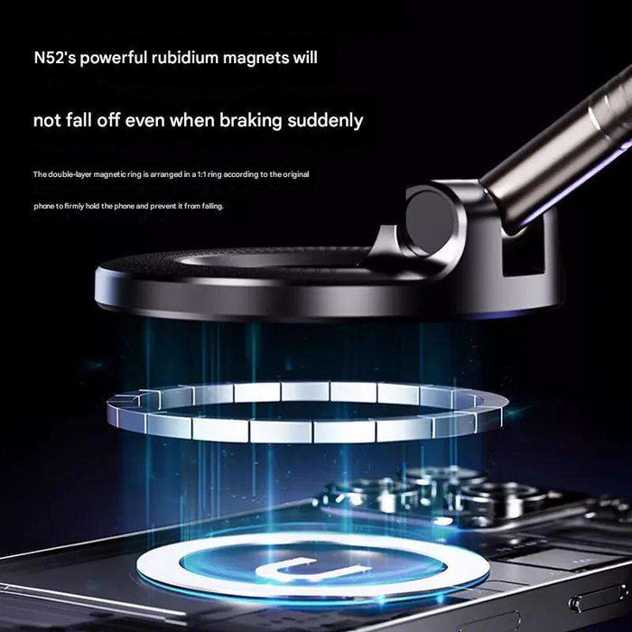 Magnetic Car Phone Holder – Rotating Vacuum Suction Mount