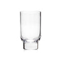 Clear glass tumbler with straight sides and weighted base.