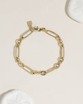 Gold mixed chain link bracelet with alternating large oval and small connector links