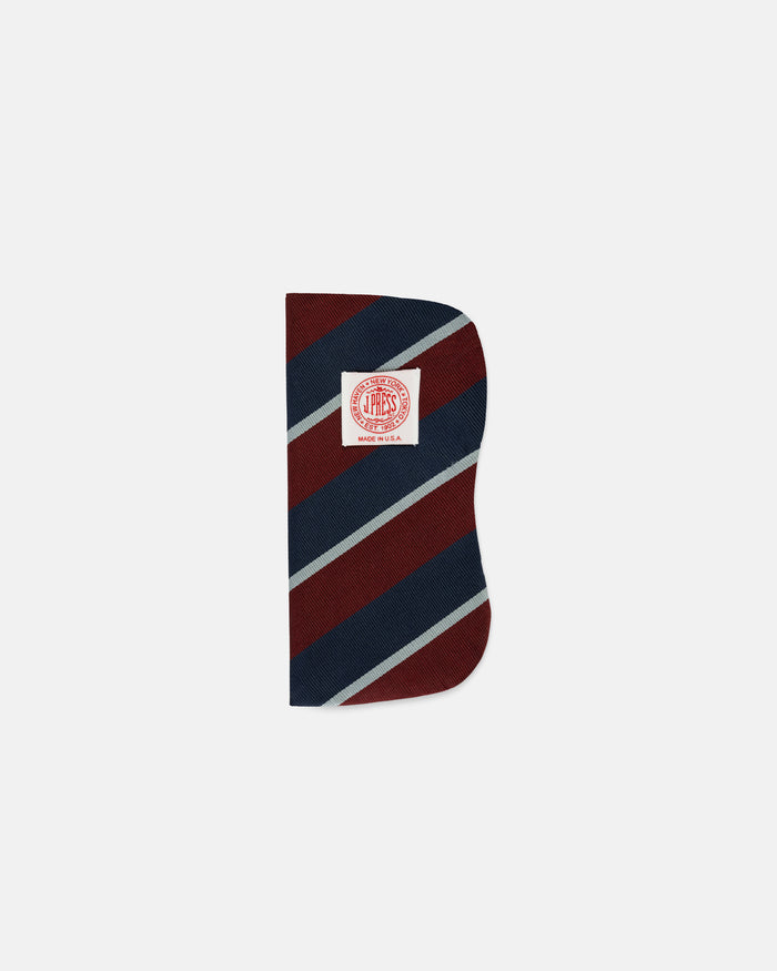 Navy/Burgundy Repp Stripe Silk Eyeglass Case