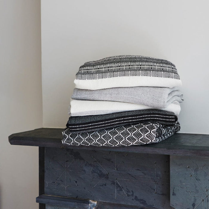 Stack of Monochromatic Alpaca Blankets, charcoal