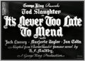 NEVER TOO LATE TO MEND - 1937 - TOD SLAUGTHER - RARE DVD