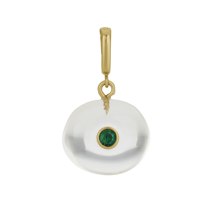 Clear glass charm pendant with an eye design