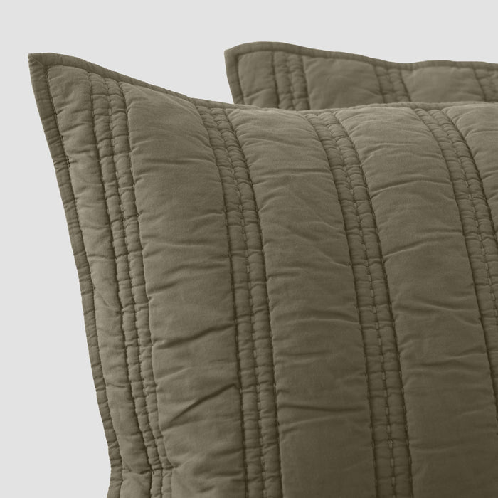 Organic Stonewashed Percale Channel Quilt & Sham Set