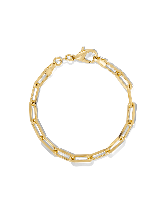Set of two bracelets: freshwater pearl bead bracelet and gold paperclip chain bracelet with pearl accents