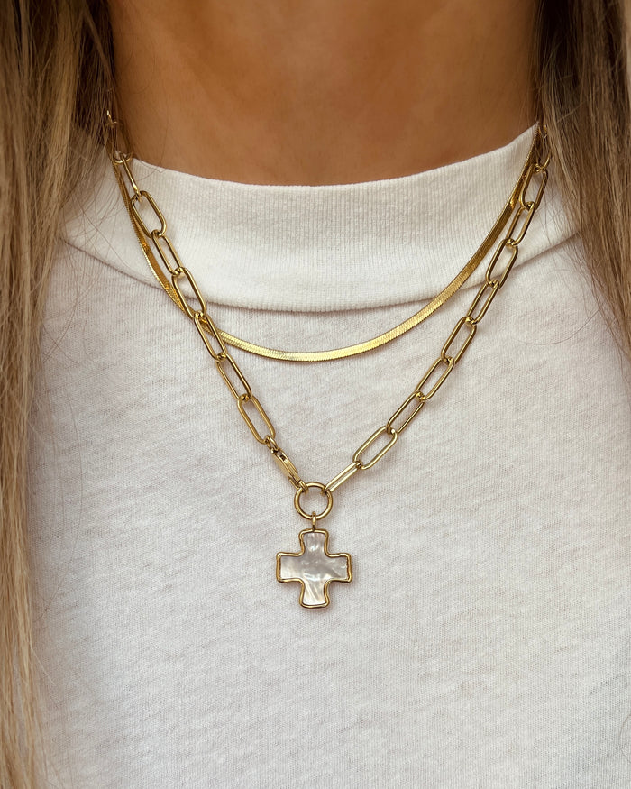 Gold chain necklace with pearl pendant, Pearl CCCN5 product photo