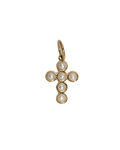 Gold cross charm with a pearl accent