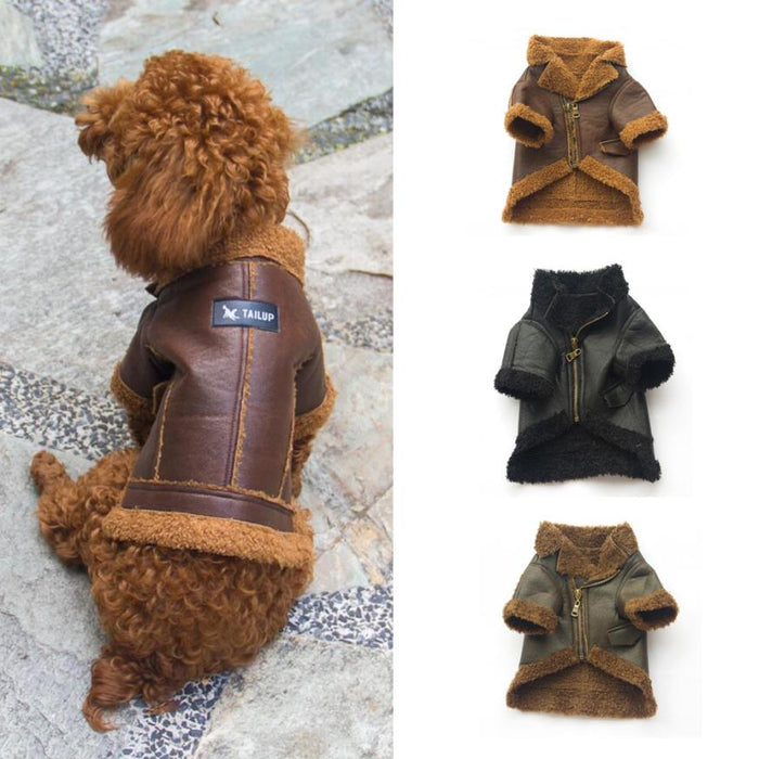 Pet Leather Zipper Jacket