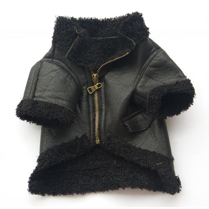 Pet Leather Zipper Jacket