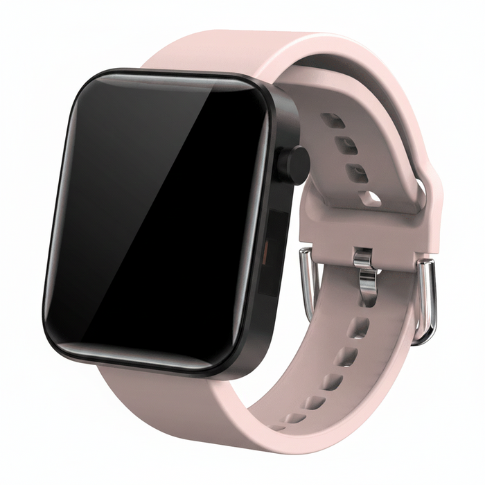 Smartwatch with a pink band on a white background