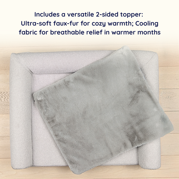 PupLuxe™ 3-Bolster Dog Bed - Grey Bouclé