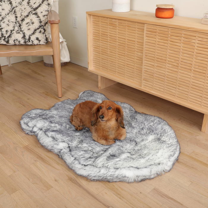 PupRug® Luxe Faux Fur Orthopedic Dog Bed - Ultra Plush Arctic Fox