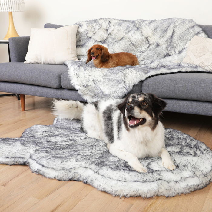 PupRug® Luxe Orthopedic Bed + Matching Waterproof Blanket  Bundle - Ultra Plush Arctic Fox