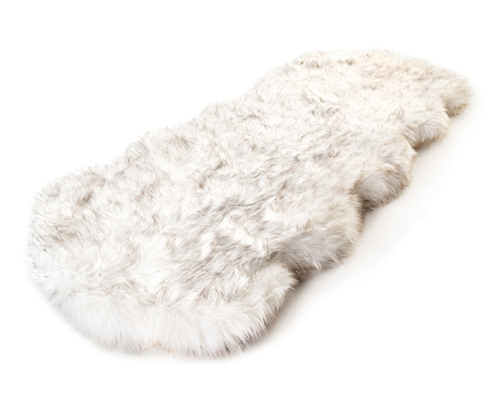 PupRug® Runner Faux Fur Memory Foam Dog Bed Cover - Curve White with Brown Accents (Bed Not Included)