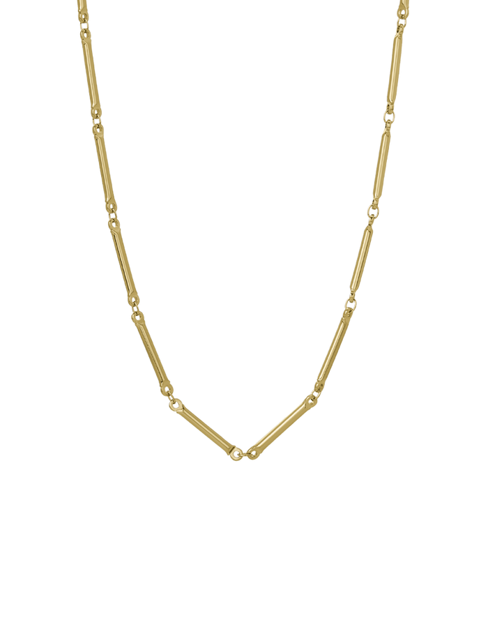 Thin gold tube chain necklace
