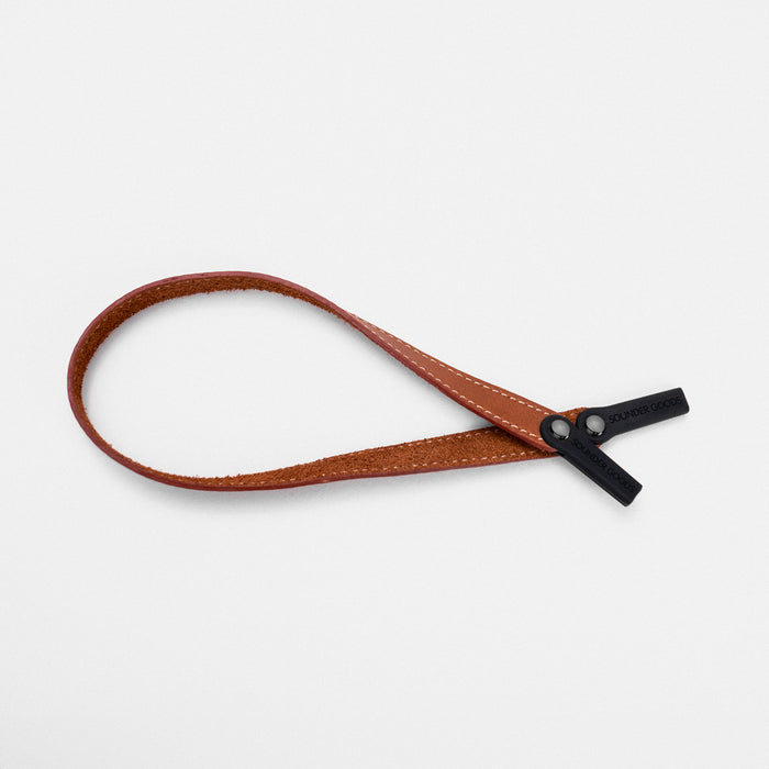 Randolph for Sounder Goods - Leather Sunglasses Strap -  Cognac with Gunmetal Rivets