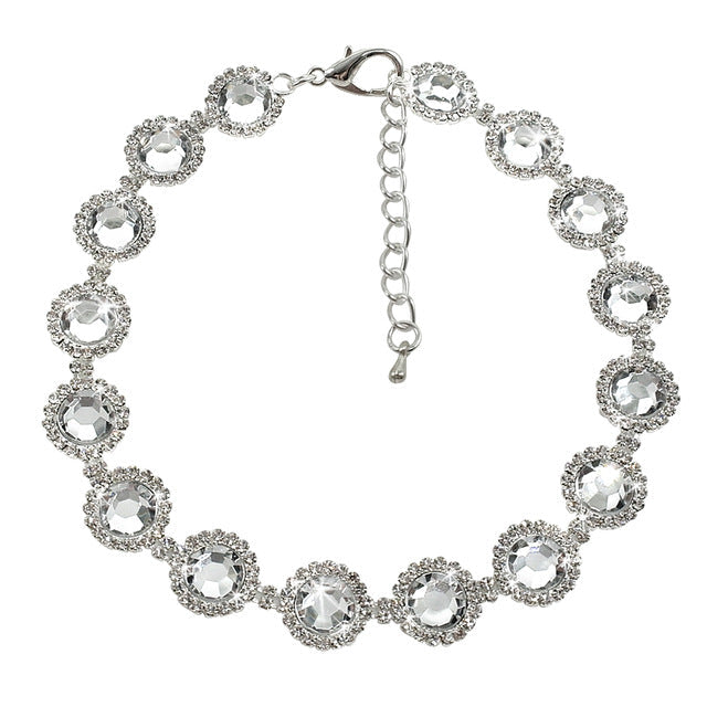 Rhinestones & Pear Pet Necklace