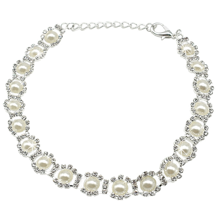 Rhinestones & Pear Pet Necklace