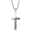 Triton Cross Necklace Silver with Damascus Pattern