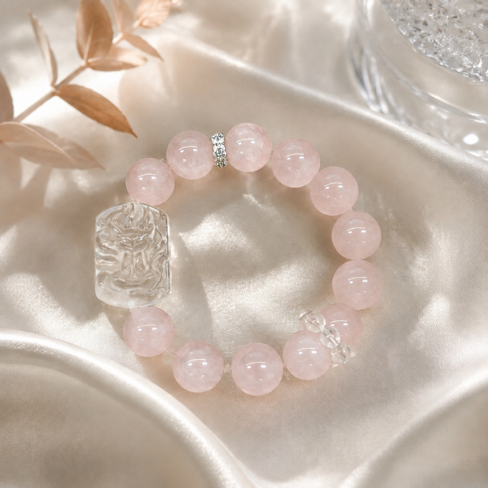 Rose-Tone Himalayan Stone Bracelet — Soft Light