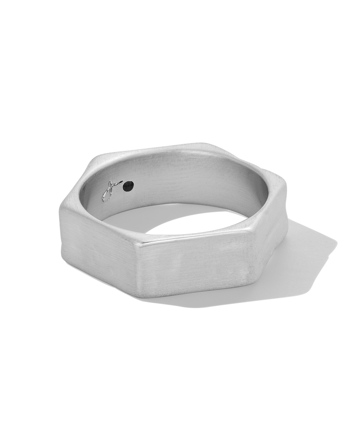 Silver hexagon-shaped ring