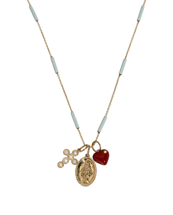 Gold necklace with small charms