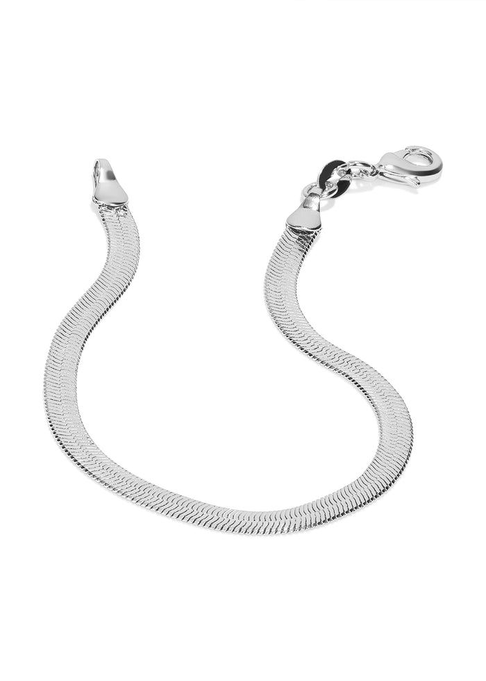 Silver flat snake chain bracelet