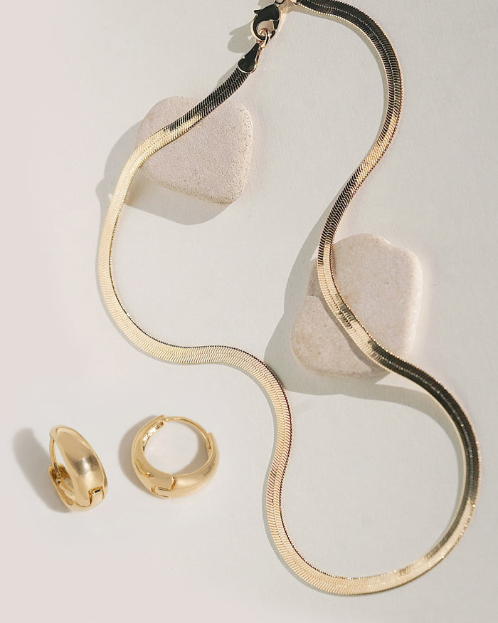 Snake Chain and Mini Huggies Set