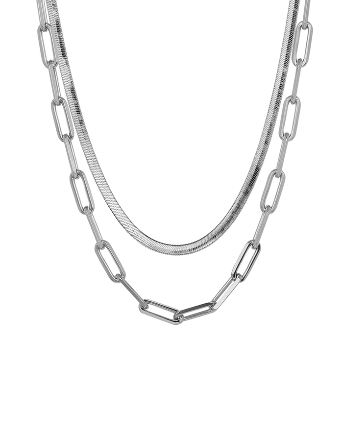 Chunky silver snake-chain necklace