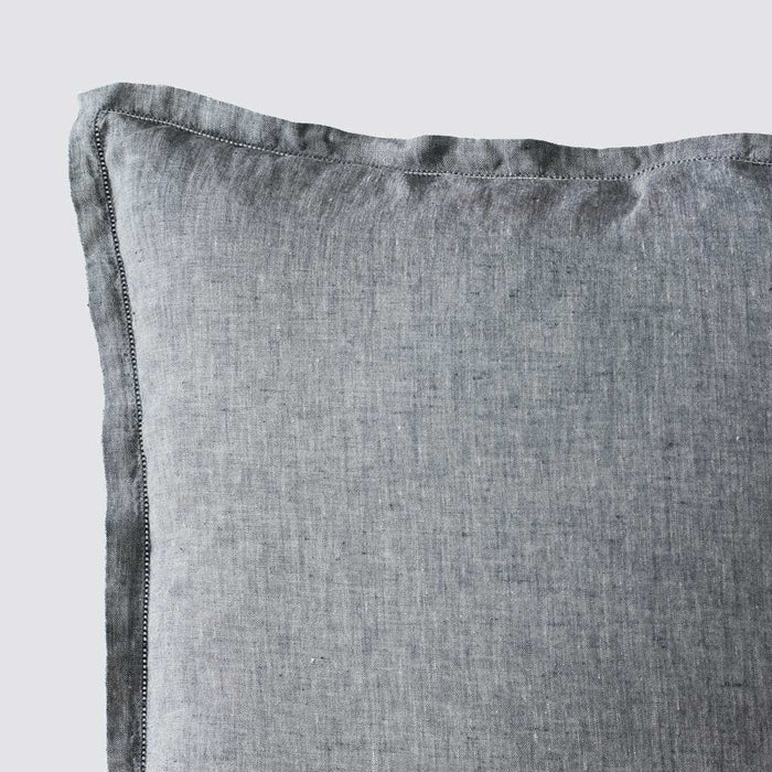Detail of corner stitching, indigo-chambray