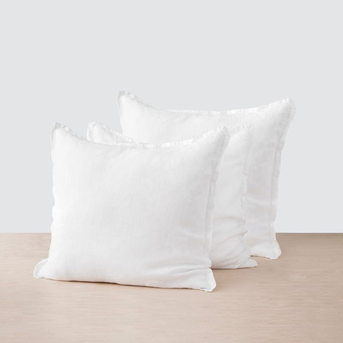 3 Stonewashed Linen Euro Shams, white