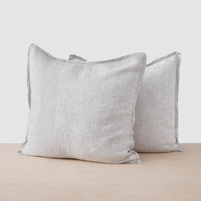 Stonewashed Linen Euro Shams, graphite-thin-stripe