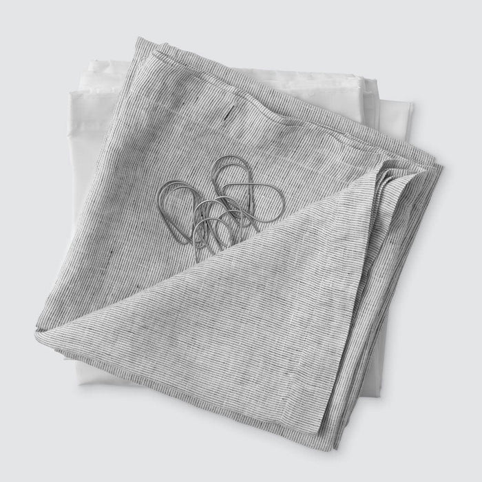 Shower curtain and hook set, graphite-thin-stripe