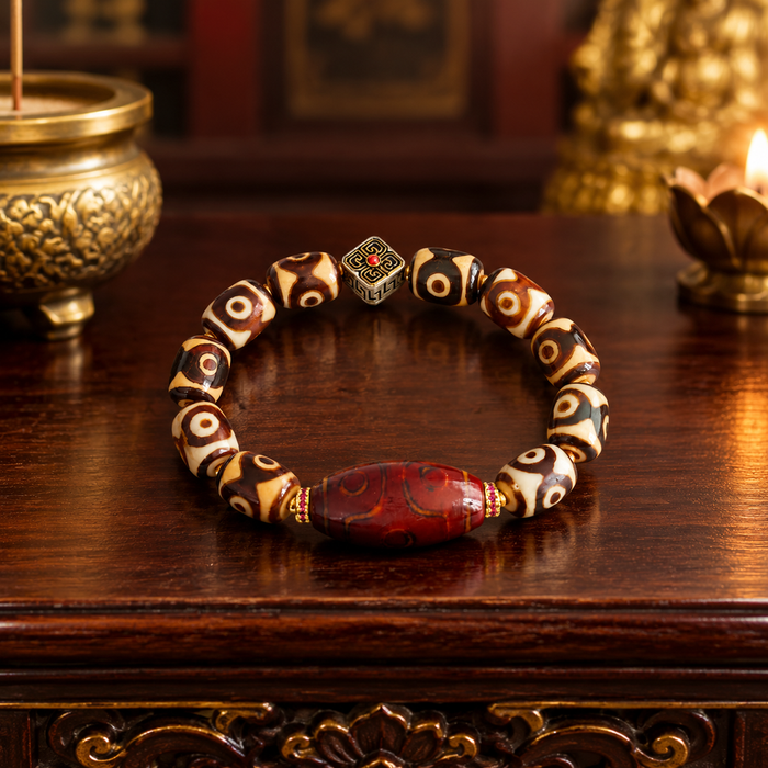 Tibetan Dzi Bracelet — Red Earth & Ancient Eyes