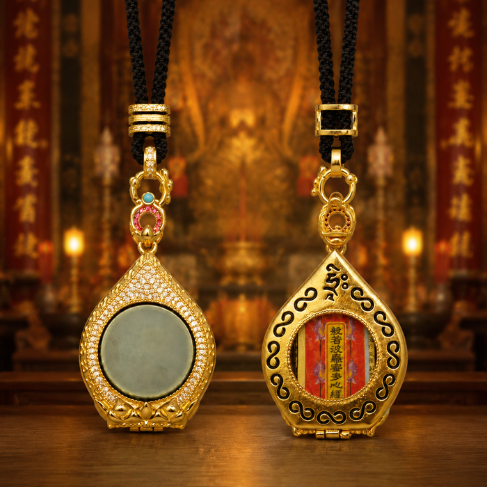 Tibetan Heritage Pendant Set — Gold Framed Sacred Forms