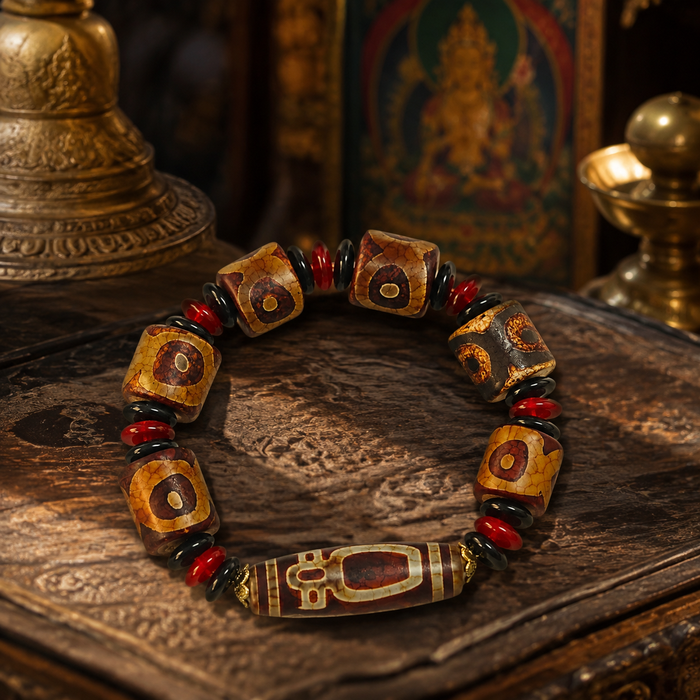 Tibetan-Inspired Dzi Bead Bracelet — Protection & Blessing