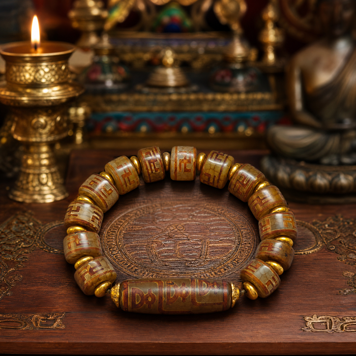 Tibetan-Inspired Dzi Bead Bracelet — Protection & Blessing
