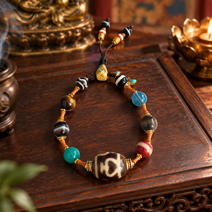 Tibetan-Inspired Dzi Bead Bracelet — Protection & Blessing