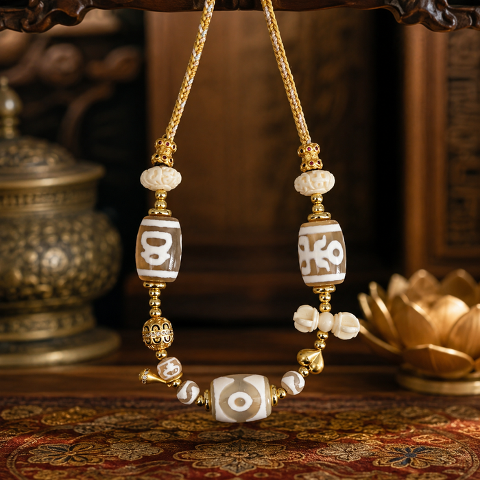 Tibetan-Inspired Dzi Bead Bracelet — Protection & Blessing