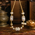 Tibetan-Inspired Dzi Bead Necklace — Distinctive Markings
