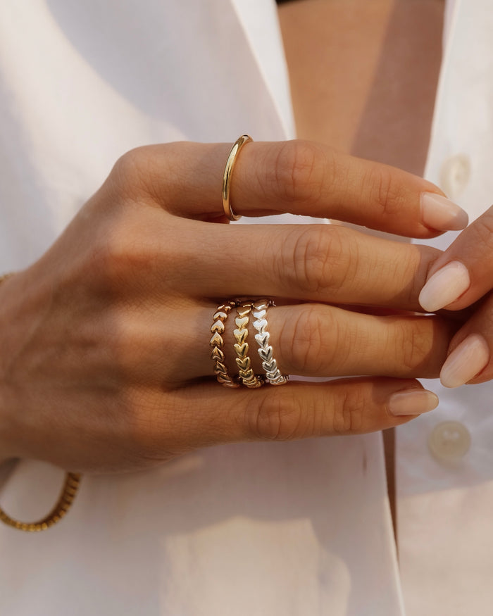 Tiny Heart Ring Set
